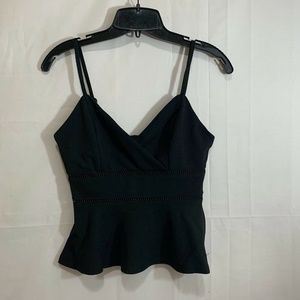 Francesca's Womens NWT Demi Ladder Trim Flounce Tank in Black